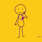 A stick figure looking worried, with a large splinter sticking out of their chest